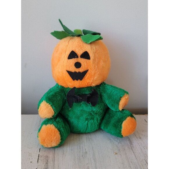 Halloween AS IS jack o'lantern stuffed animal Bow Tie bat home decor‎ - Picture 5 of 8